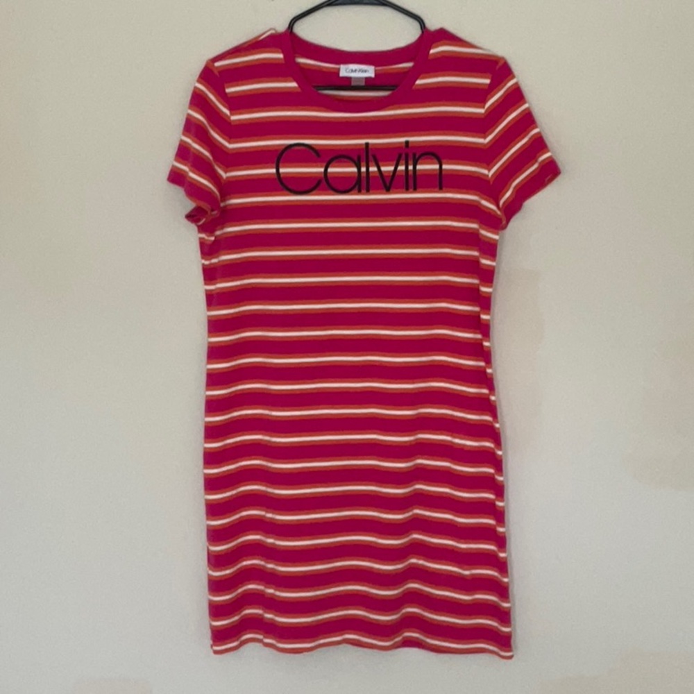 Calvin Striped Red and Yellow Dress